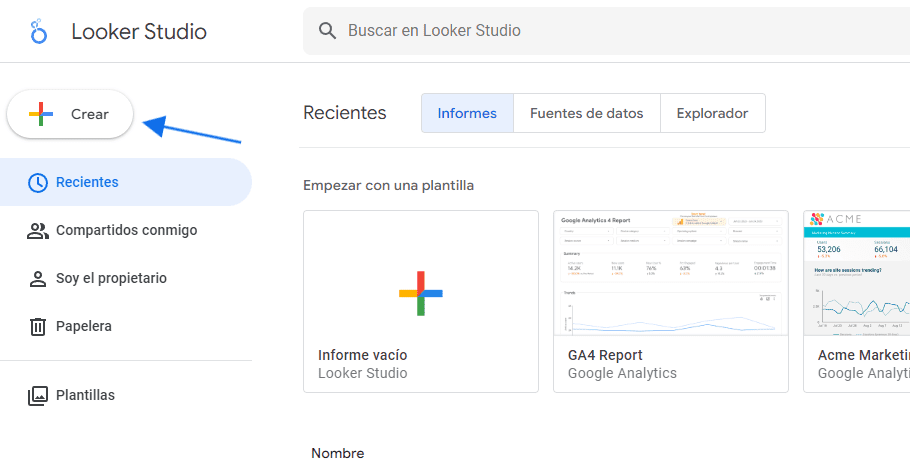 Cómo crear tu primer dashboard en looker studio