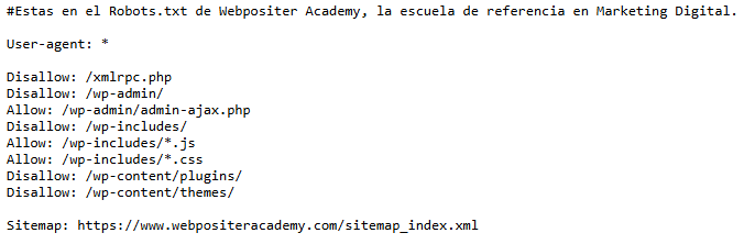 robots.txt webpositer academy